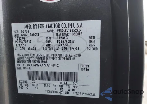 2004 Ford F-150 Stx/Xl/Xlt from USA, damaged, VIN 1FTRX14WX4NA14942